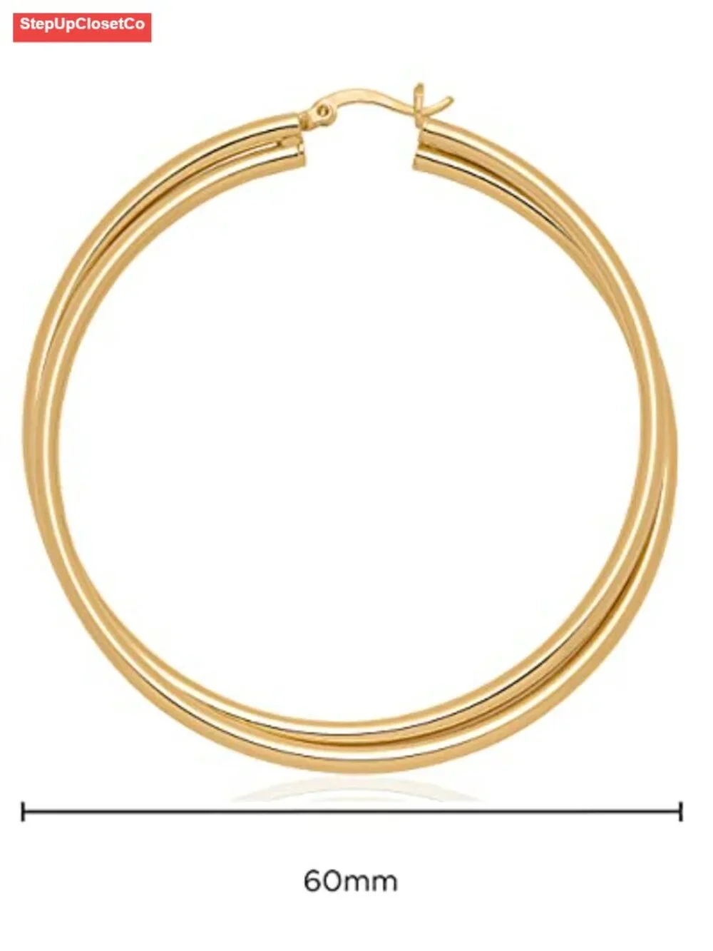 Twisted Hoop Earrings for Women, Hypoallergenic Nickel-Free, 14K Gold Plated,